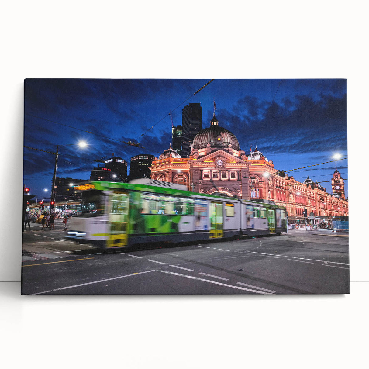 Black and white stretched canvas of Melbourne skyline, ideal for kitchen wall art or bedroom ambiance.