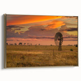 Framed canvas depicting a vintage-style Queensland landscape in black, ideal for bedroom wall art.