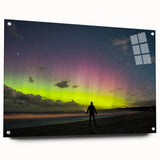 Acrylic print of Tasmania landscape with vivid blue and green tones, suited for bedroom or dining room decor.