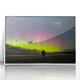 Mid-century modernist landscape of Tasmania in muted earth tones on a framed acrylic, ideal for modern art wall decor.