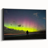 Black and white framed canvas of a Tasmanian landscape, ideal for bedroom wall art.