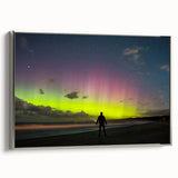 Framed canvas landscape painting of Tasmania with muted earth tones, ideal for bedroom wall art.