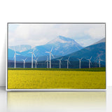 Acrylic print of a serene Alberta, Canada landscape in muted earth tones, framed in white.