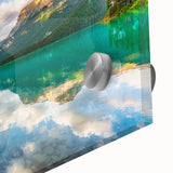 Large abstract wall art depicting the British Columbia scenery in mid-century modernist style on acrylic glass.