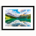 Abstract art print of British Columbia scenery in vibrant colors on a textured, extra large canvas.