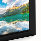 Black wall art featuring a textured landscape of British Columbia in vibrant colors on a framed canvas.