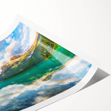 Extra large wall art featuring line art flowers on a rolled print, set against a muted gray background.