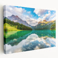 Scenic British Columbia landscape on stretched canvas, featuring lush greenery and mountains, suited for kitchen wall art.
