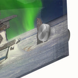 Large abstract wall art depicting Manitoba scenery in muted earth tones on acrylic glass, ideal for dining room ambiance.