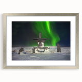 Textured abstract art print depicting a Manitoba scenery in muted earth tones, framed with a silver mat.