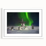 Abstract art print depicting a serene Manitoba landscape in muted earth tones, framed with a white mat.