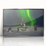 Mid-century modernist art depicting the Manitoba scenery in silver-framed acrylic, ideal for modern art wall decor.