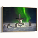 Framed canvas depicting a vintage-style landscape of Manitoba with a dominant black and gold color scheme.