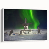 Vintage poster art of Manitoba scenery on a framed canvas, featuring vibrant colors, ideal for living room decor.