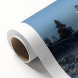 Art deco poster of New Brunswick scenery in muted earth tones on rolled canvas, ideal for nursery wall art.