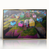 Modern art wall decor featuring a Newfoundland scenery in gold frame, acrylic print, ideal for nursery wall art.