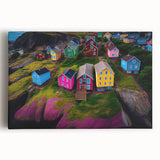 Black and white photograph of Newfoundland scenery on stretched canvas, ideal for kitchen wall art.