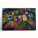 Black and white photograph of Newfoundland scenery on stretched canvas, suitable as large kitchen wall art.