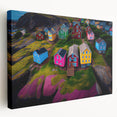 Scenic Newfoundland landscape on large stretched canvas, featuring muted earth tones, ideal for kitchen wall art.