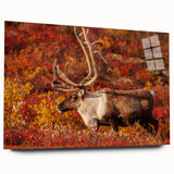 Acrylic print of a large abstract depiction of the Northwest Territories in muted earth tones.