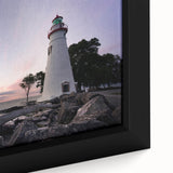 Framed canvas depicting a textured, colorful Nova Scotia scenery in black with vibrant hues, ideal for living room decor.