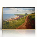 Acrylic print of a serene Prince Edward Island landscape in gold frame, ideal for nursery wall art.
