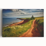 Black and white stretched canvas of Prince Edward Island scenery, ideal for kitchen wall art.