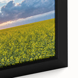 Extra large framed canvas of a textured black wall art depicting colorful Saskatchewan scenery, ideal for living room decor.