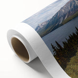 Art deco poster of Yukon scenery in muted earth tones on rolled canvas, suitable for nursery wall art or dining room decor.