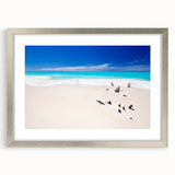 Extra large abstract art print featuring textured scenery of Antigua in a silver frame, ideal for living room decor.