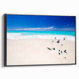 Black and white landscape art painting of Caribbean Antigua on framed canvas, suitable for bedroom wall decor.