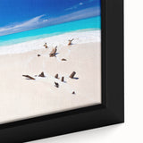 Extra large framed canvas featuring a textured portrayal of a Caribbean scene in vibrant colors, ideal for living room decor.