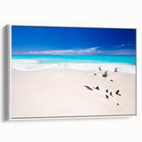 Vintage poster art of Antigua with colorful scenery on a large framed canvas, ideal for living room decor.