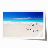 Extra large rolled print of Antigua scenery with vivid ocean and floral elements, ideal for art wall dining room.