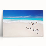 Black and white large art print of Caribbean scenery on stretched canvas, suitable for kitchen wall art.