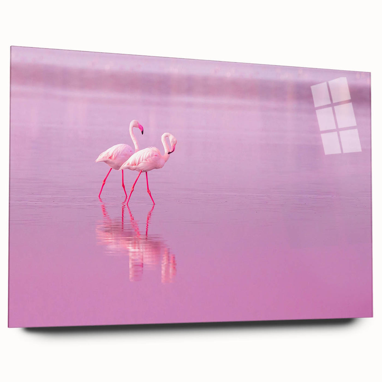 Large abstract wall art depicting a Caribbean scene in vibrant blues and greens on acrylic glass.