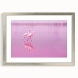 Extra large abstract art print featuring textured, colorful Caribbean scenery, in a silver frame with mat.