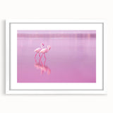 Extra large abstract art print of Caribbean scenery in muted blue and green tones on a framed canvas.
