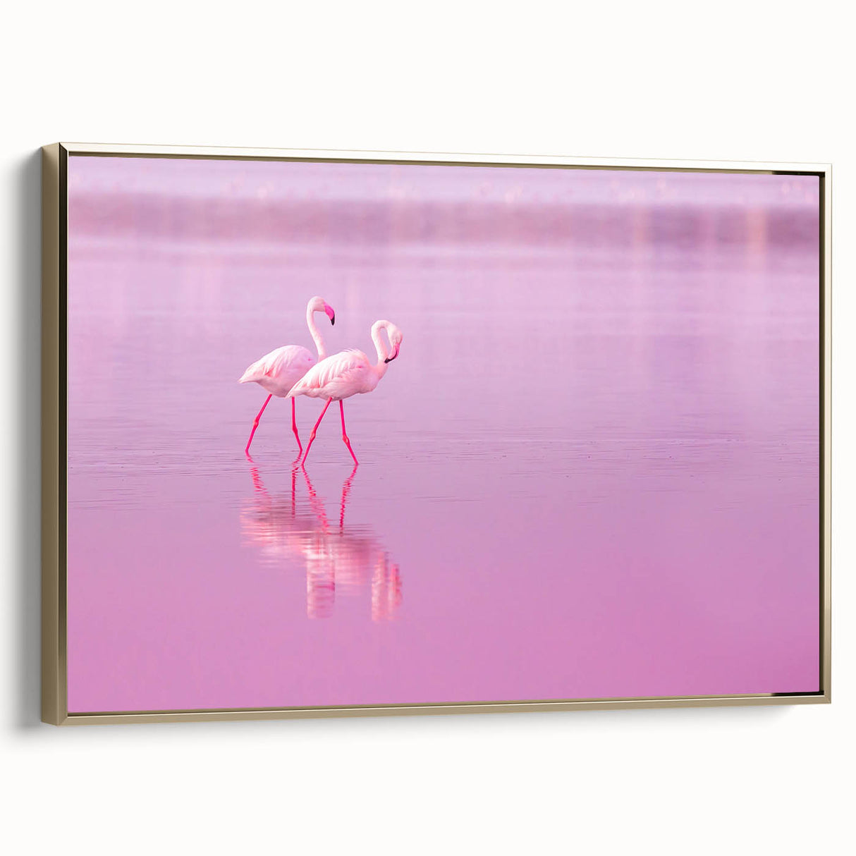 Framed canvas featuring a vintage-style landscape painting of the Caribbean in Aruba, with gold frame.