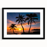 Extra large, textured abstract art print of a colorful Caribbean scenery on a black framed canvas.