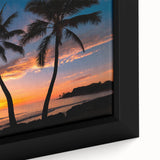 Extra large framed canvas featuring a textured, colorful Caribbean scenery, ideal for living room decor.