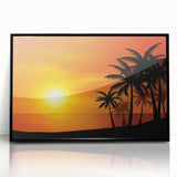 Large abstract wall art depicting a Caribbean scenery in Barbados on a black framed acrylic.