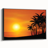 Black and white framed canvas of a Barbados landscape, vintage poster style, ideal for bedroom decor.