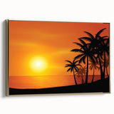 Vintage poster art of a Caribbean Barbados scenery on a framed canvas, featuring vibrant colors against a black background.