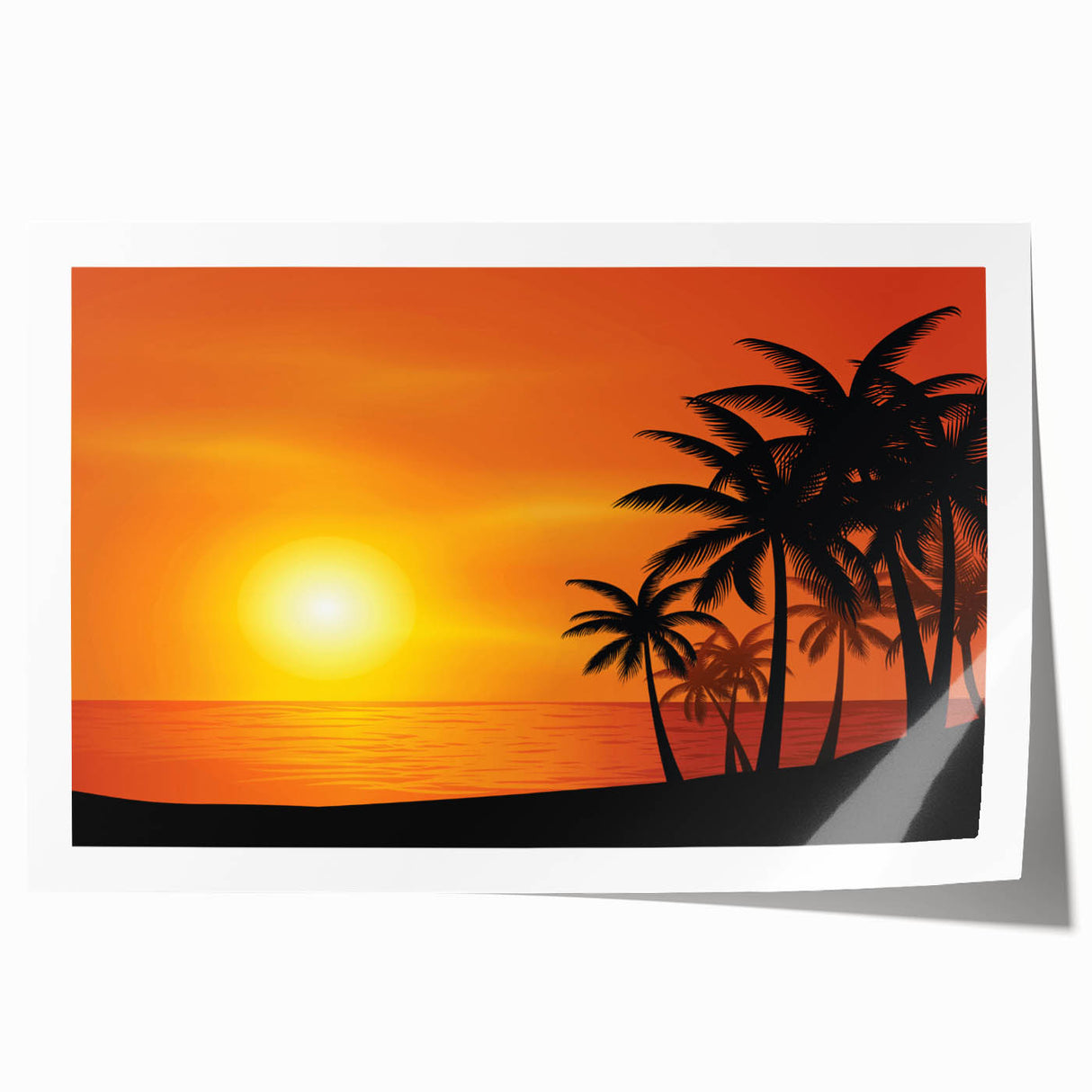 Extra large rolled print of a Caribbean Barbados scenery with vibrant blue and green tones, ideal for dining room wall art.