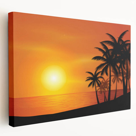 Caribbean Barbados scenery on large stretched canvas, featuring vivid blue and green tones, ideal for kitchen wall art.