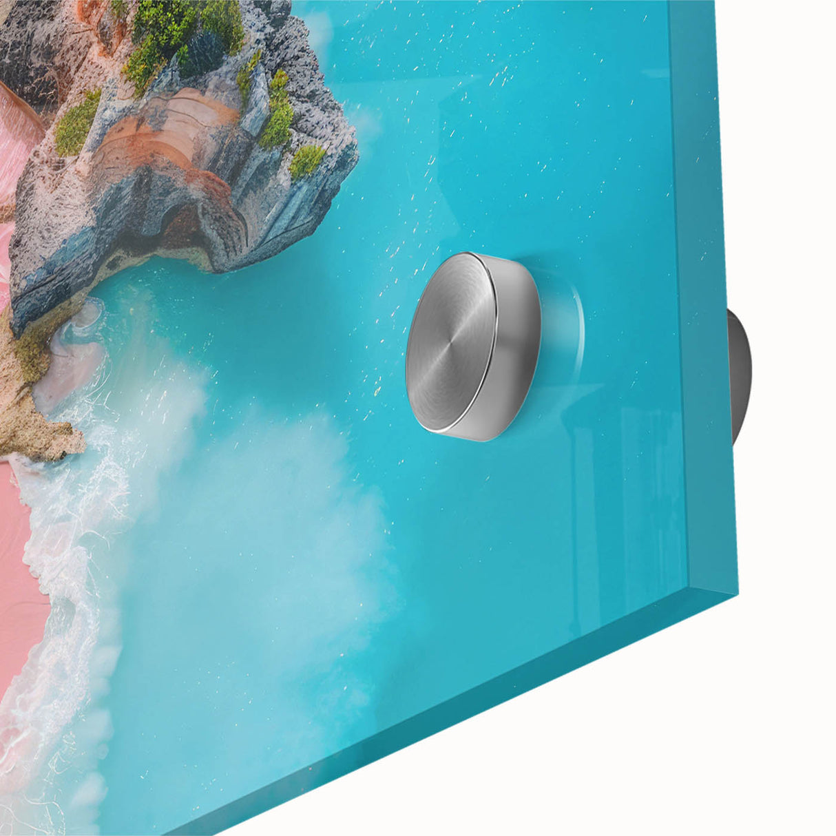 Large abstract wall art featuring vibrant Caribbean scenery on acrylic glass, ideal for dining room decor.