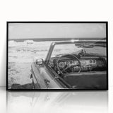 Large abstract wall art depicting a Caribbean scene in vibrant blue and green tones on a framed acrylic.