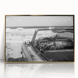 Art deco poster of a Caribbean scene in pastel shades on a framed acrylic, suitable for modern art wall decor.