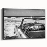 Black and white framed canvas of a vintage Cuban landscape, ideal for bedroom wall art.